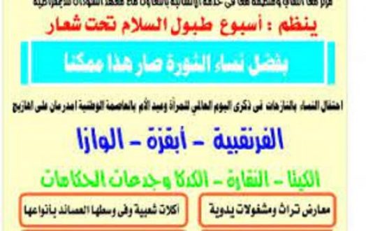 فعاليات أسبوع احتفال النساء بالنازحات تتواصل بقصر الشباب والأطفال